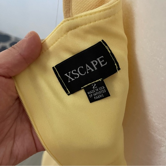🌸 NWT - XSCAPE Lemon Yellow Slit Wrap Sleeveless Dress Size 2 - Picture 8 of 8